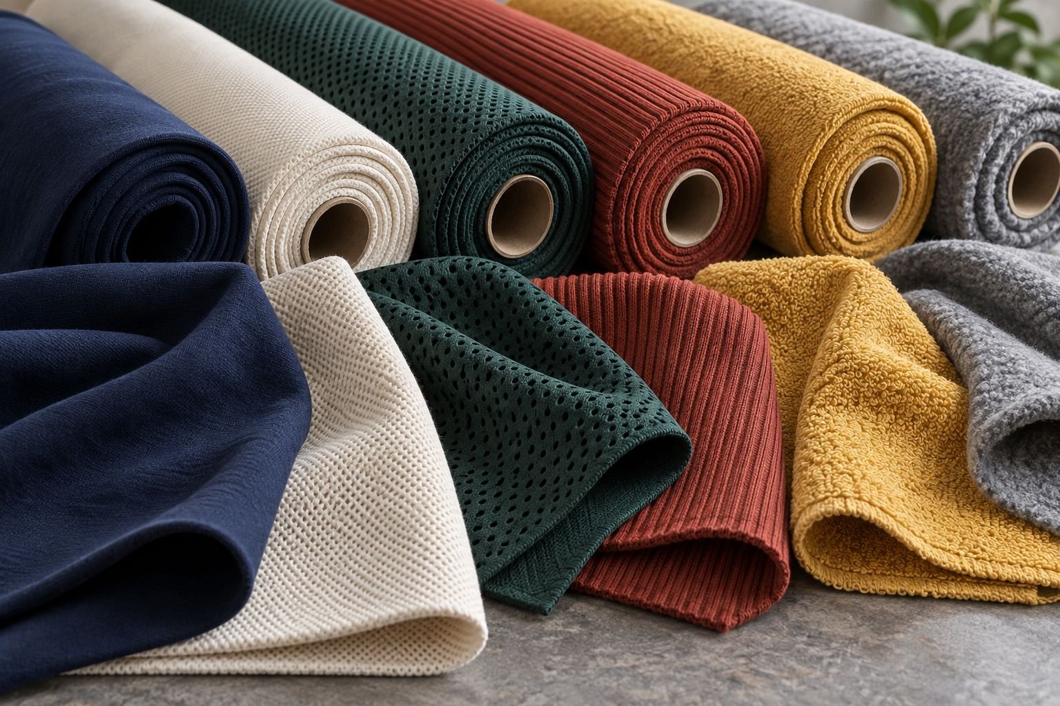 Minh họa mặt vải cotton, cá sấu, da cá, nỉ, borip.